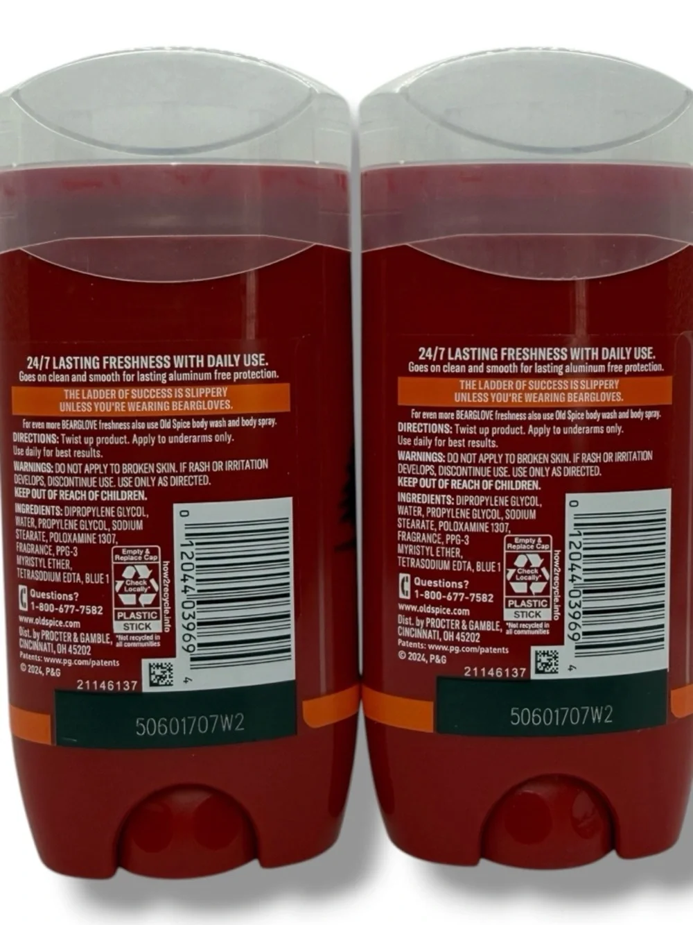 Old Spice‎ Bearglove Deodorant Aluminum Free 3oz 2 Pack 24/7 Odor Protection